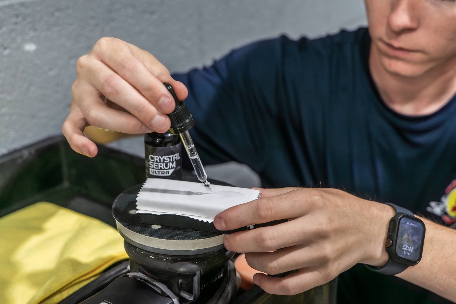 Gtechniq Crystal Serum Ultra being drawn into an applicator